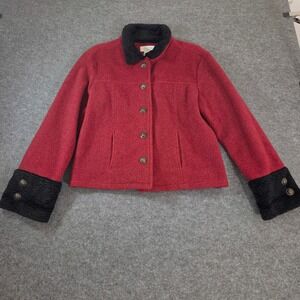 Tasha Polizzi Collection Jacket Womens L Red Black Plush Trim Western Boho